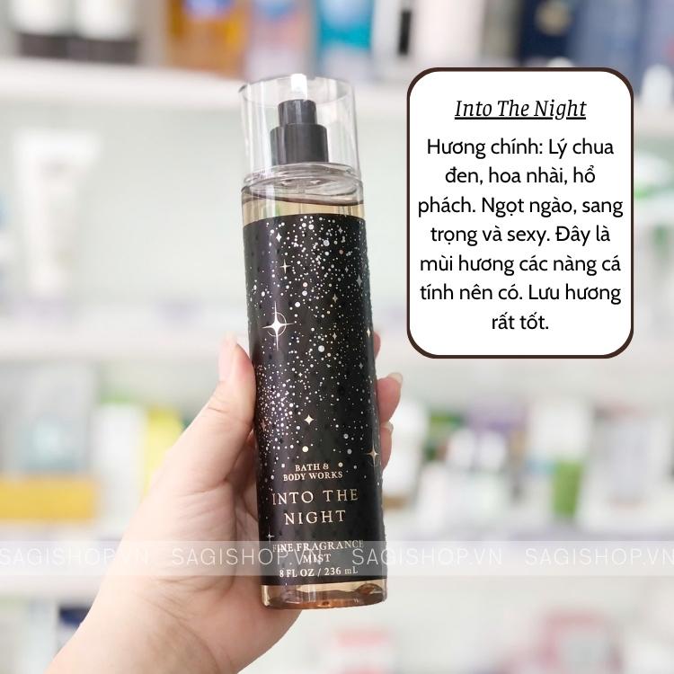 Bath & Body Work. Xịt thơm body 236ml Into The NIght
