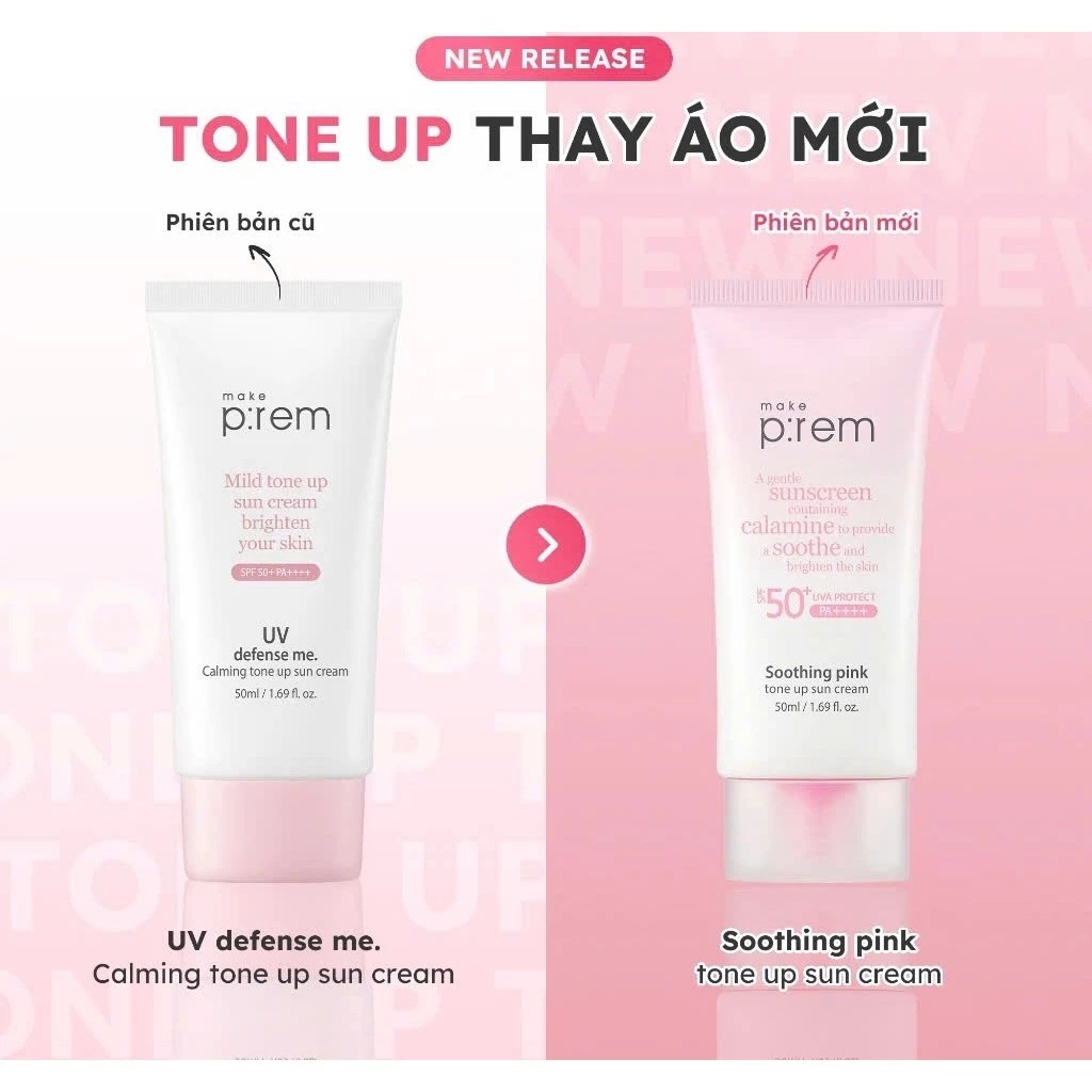 Kem Chống Nắng Vật Lý Make Prem Tone Up Soothing Pink Nâng Tone Hồng Rạng Rỡ