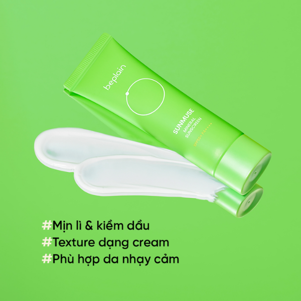 Kem Chống Nắng Kiềm Dầu, Kháng Nước Beplain Sunmuse Mineral Sunscreen SPF50+ PA++++ 50ml