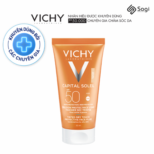 Kem chống nắng không màu Vichy Capital Soleil Dry Touch Face Fluid (mẫu mới)