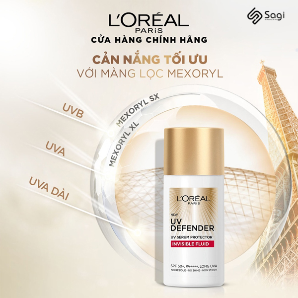 Kem Chống Nắng Loreal Mỏng Nhẹ Invisible Fluid Đỏ 50ml