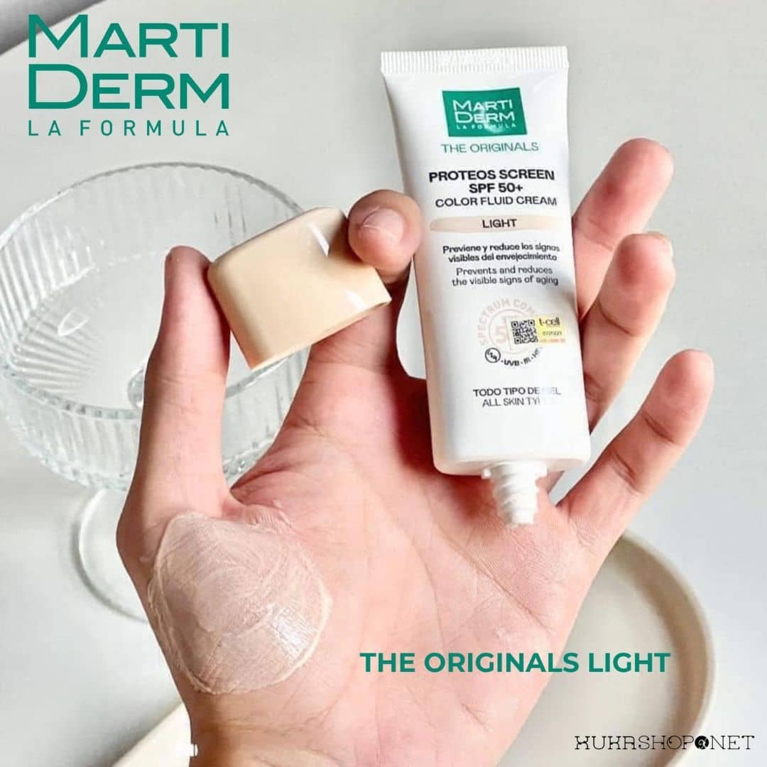 Kem Chống Nắng Martiderm Nâng Tone Da Proteos Screen SPF 50+ Color Fluid Cream Light 40ml