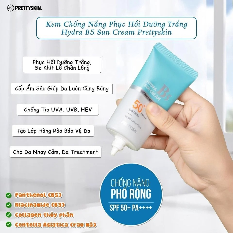 Kem Chống Nắng PrettySkin Hydra B5 Phục Hồi Da