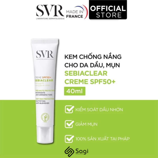 Kem Chống Nắng SVR Sebiaclear Creme SPF50+ 40ml