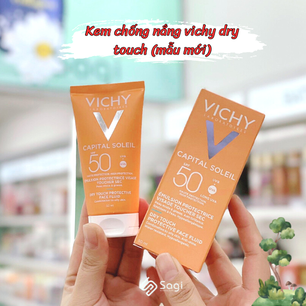 Kem chống nắng không màu Vichy Capital Soleil Dry Touch Face Fluid (mẫu mới)