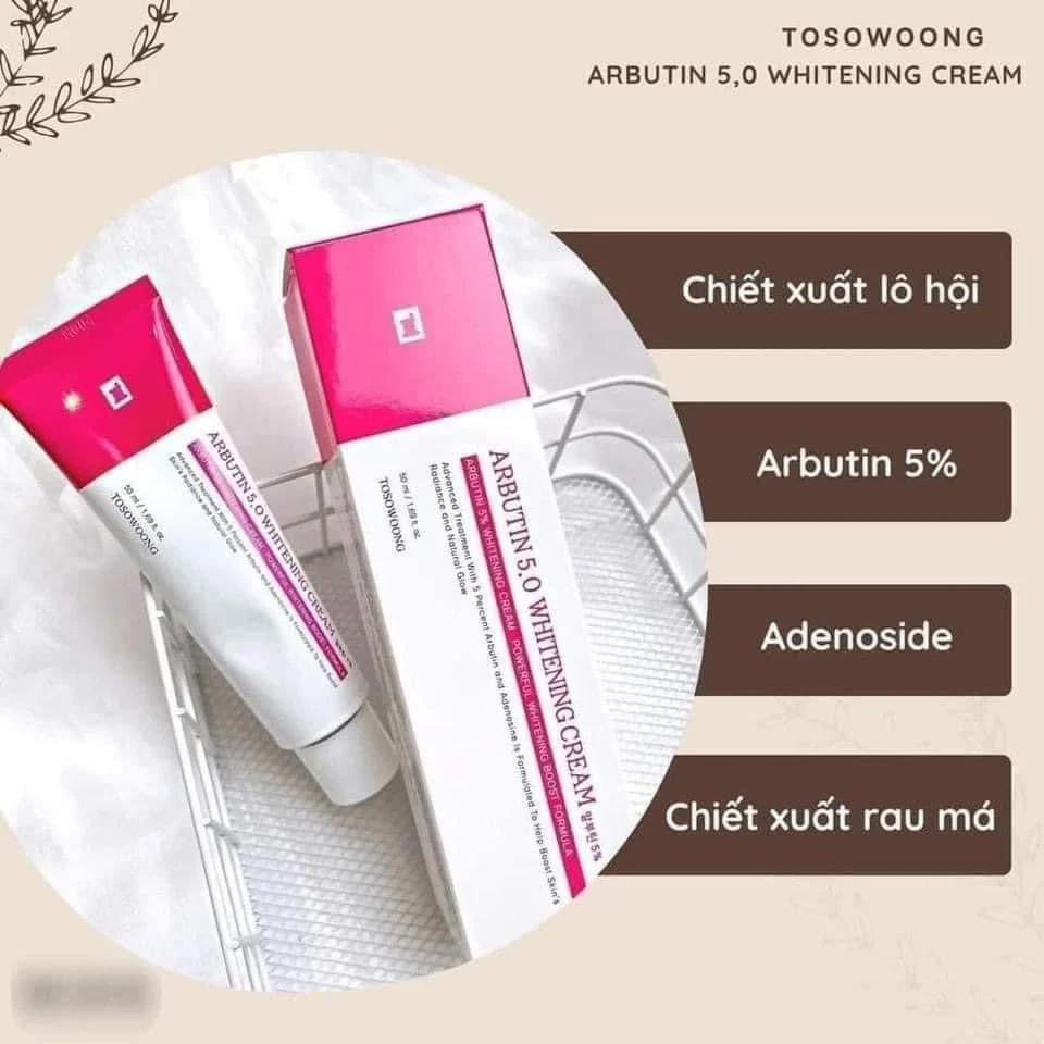 Kem dưỡng trắng da mờ thâm nám Tosowoong Arbutin 5.0