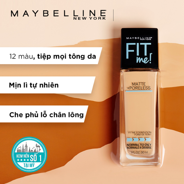 Kem Nền Maybelline Fit Me Matte Poreless Foundation SPF22 #118