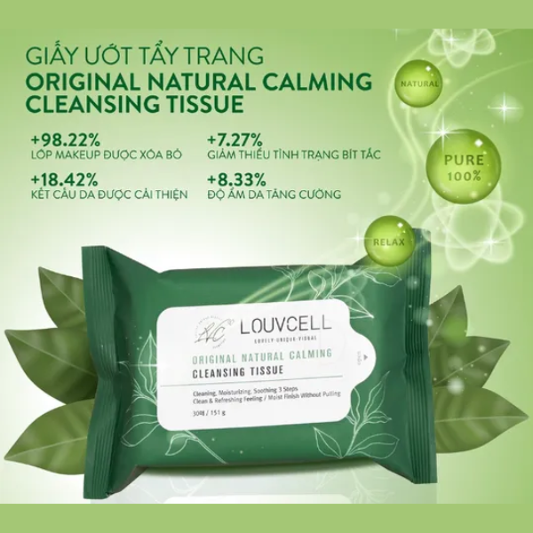 Khăn ướt tẩy trang Louv Cell Original Natural Calming Cleansing 30 miếng