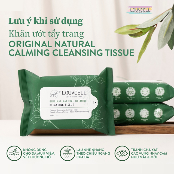 Khăn ướt tẩy trang Louv Cell Original Natural Calming Cleansing 30 miếng