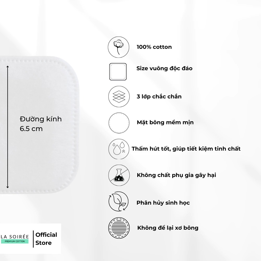 Bông Tẩy Trang LA SOIREE Miếng Vuông