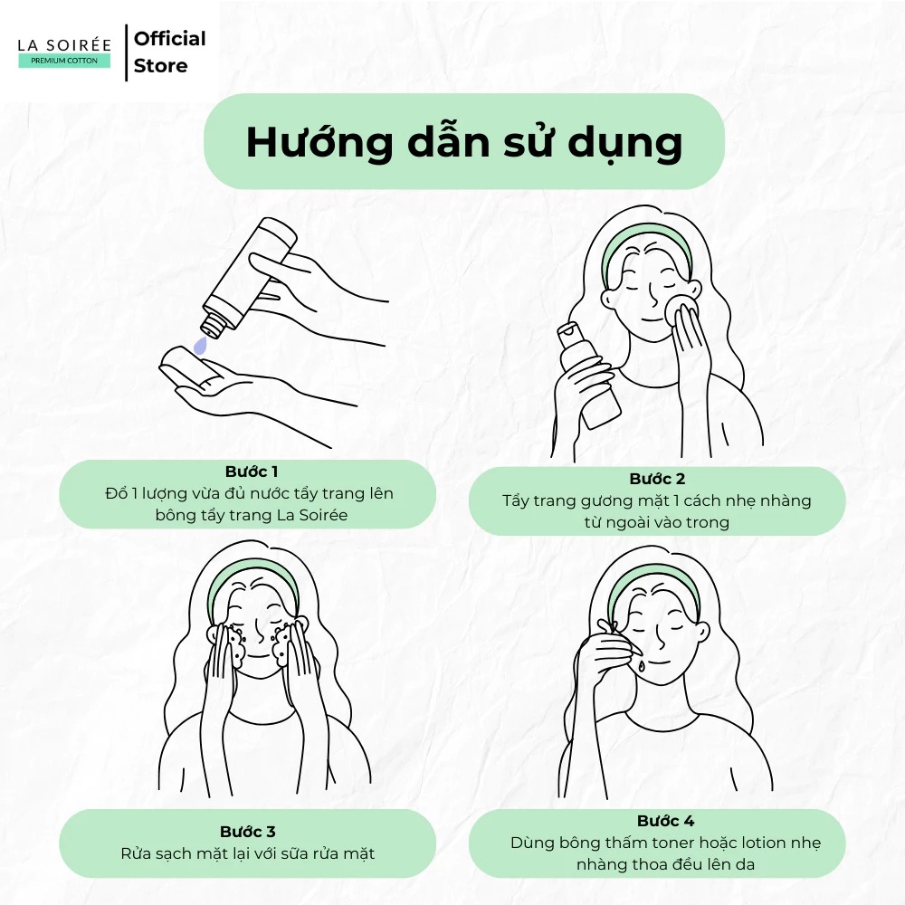 Bông Tẩy Trang LA SOIREE Miếng Vuông