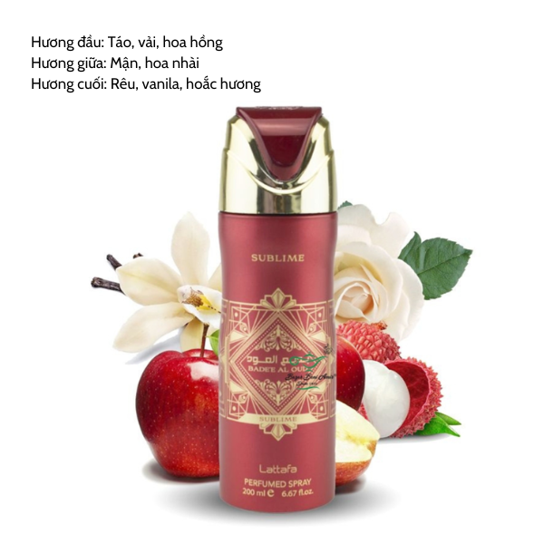 Xịt thơm body Lattafa Sublime 200ml