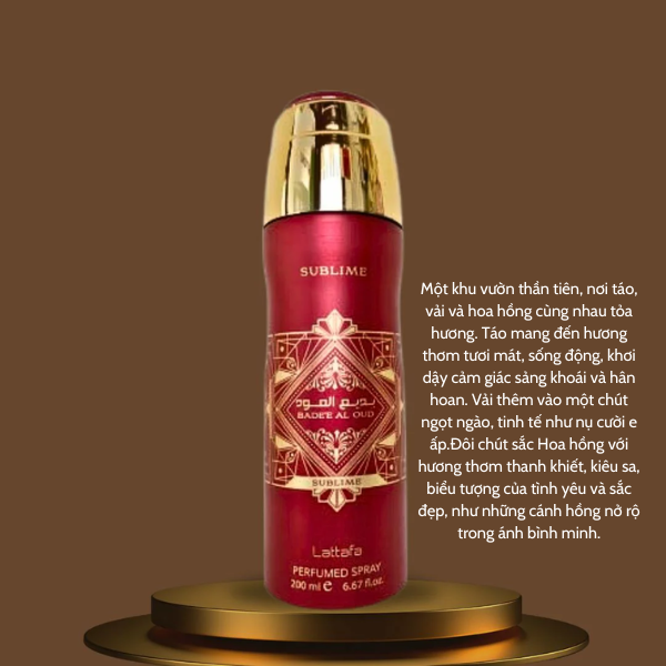 Xịt thơm body Lattafa Sublime 200ml
