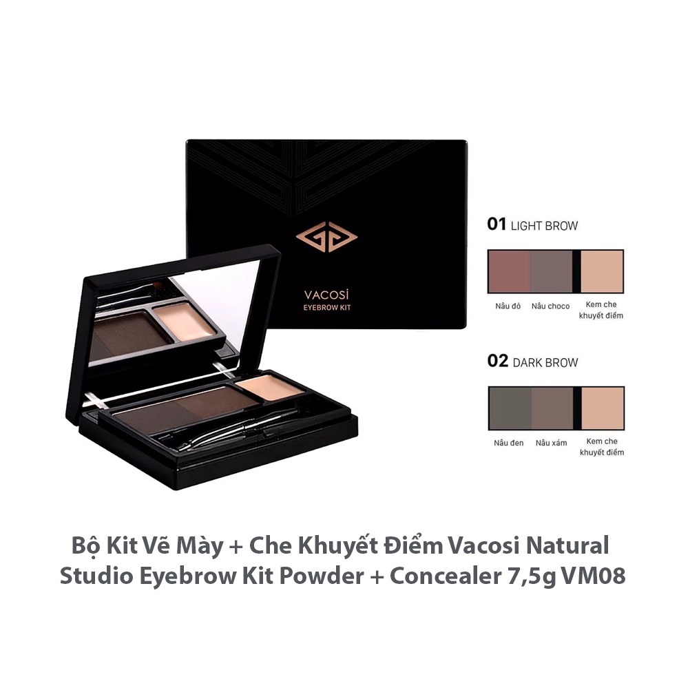 Bột kẻ chân mày Vacosi Eyebrown Kit  #02 Dark Brow