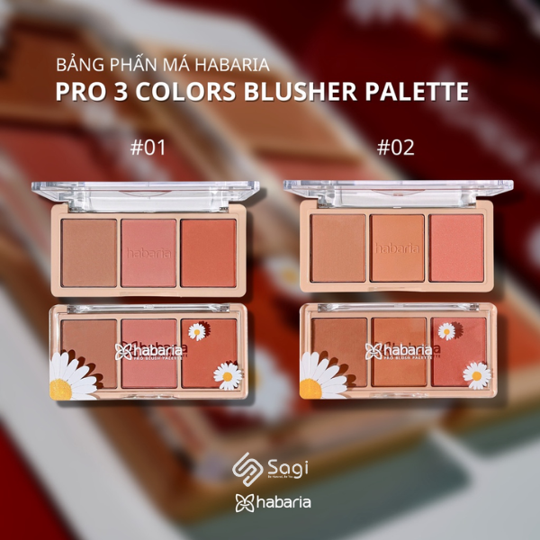 Má Hồng 3 Ô Habaria Blusher Palette 12gr