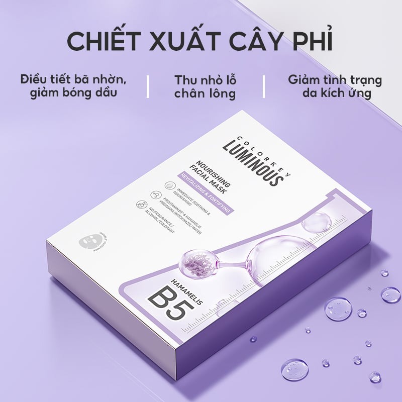 Mặt Nạ Colorkey Nourshing Facial Mask 25ml - Dưỡng Ẩm Ngừa Mụn Với Chiết Xuất Cây Phỉ (Màu Tím)