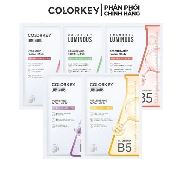 Mặt Nạ Colorkey Dưỡng Ẩm B5 Làm Dịu da Ngừa mụn Sáng da Luminous B5 Facial Mask - HỘP 10 MIẾNG
