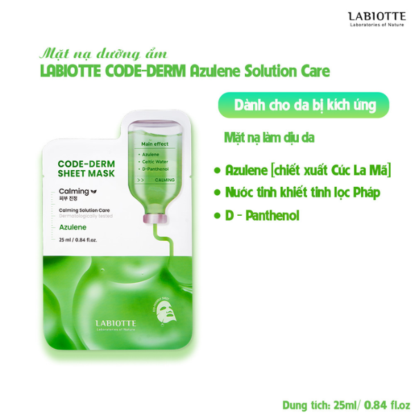 Mặt Nạ Labiotte Code-Derm Sheet Mask 25ml #Azulene - Làm Dịu Da