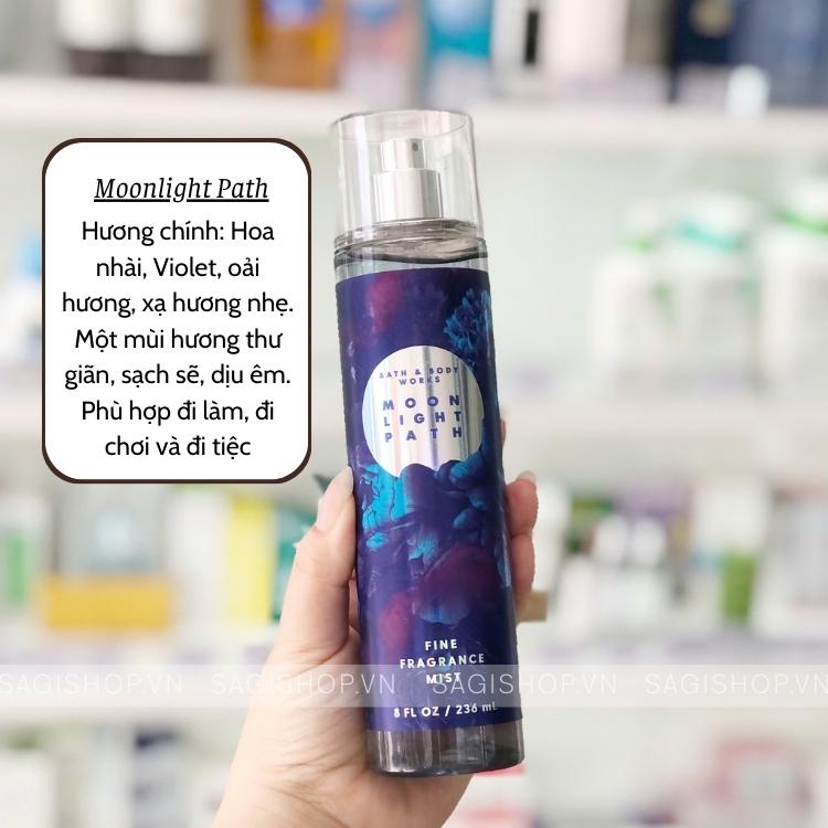 Bath & Body Work. Xịt thơm body 236ml Moonlight Path