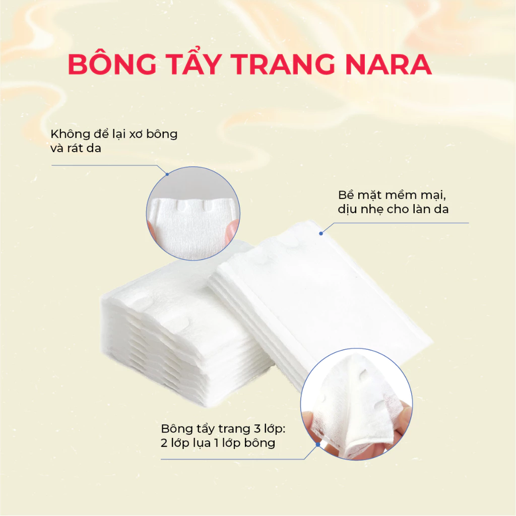 Bông tẩy trang vuông NARA 160 miếng