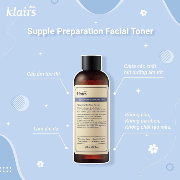 Nước hoa hồng Klairs Supple Presparation Facial Toner 180ml