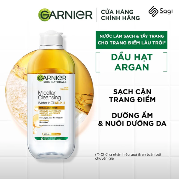 Nước Tẩy Trang Garnier Vàng 400ml 2 lớp