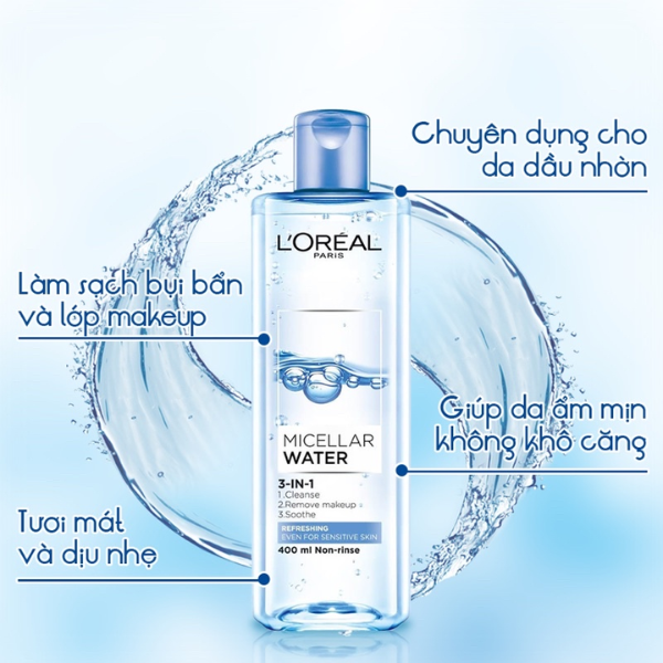 Nước tẩy trang Loreal micellar 400ml - Xanh