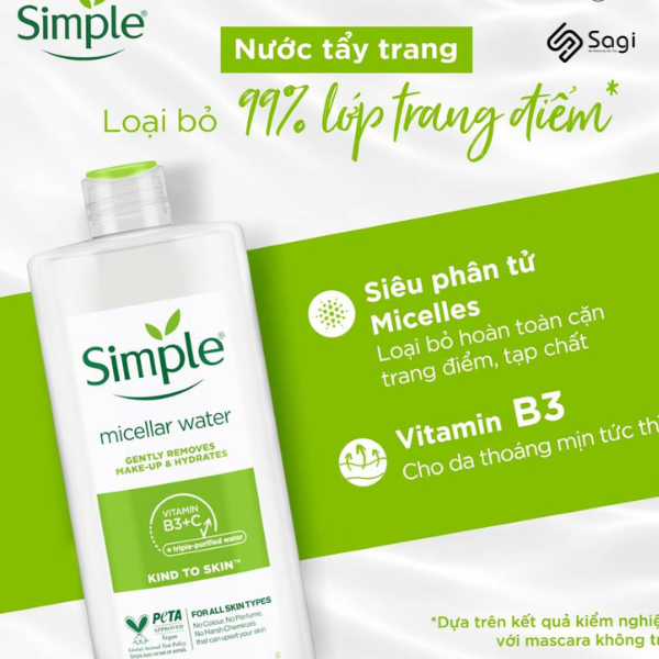 Nước Tẩy Trang Simple Làm Sạch Trang Điểm 200ml