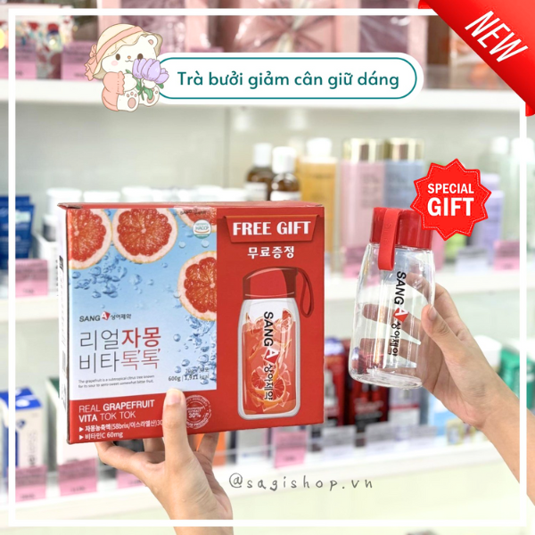 Nước Ép Bưởi Hỗ Trợ Giảm Cân, Đẹp Da Sanga Real Grapefruit Vita Tok Tok 30 gói (Tặng bình)