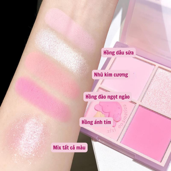 Phấn Má Hồng XIXI Sunset 4 ô Nhũ Sáng Highlight #04