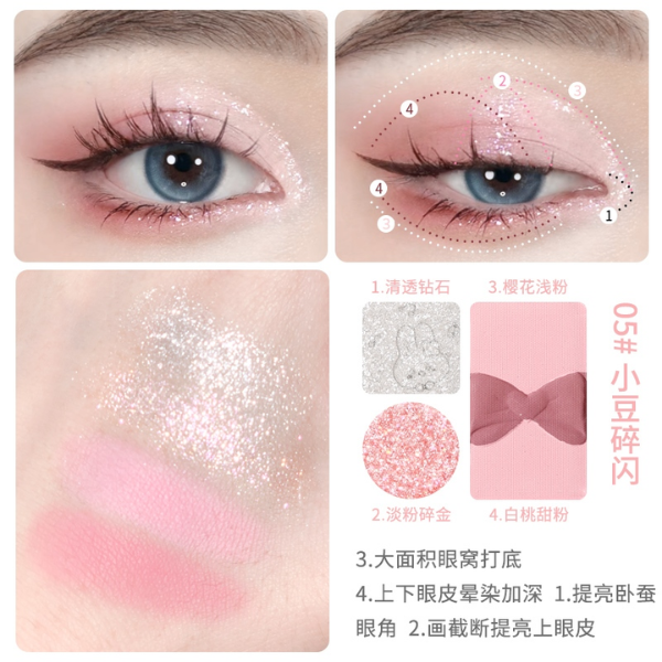 Bảng phấn mắt Xixi 3in1 Má hồng kèm highlight Melody lấp lánh Billie Diary Eye Shadow 3 ô