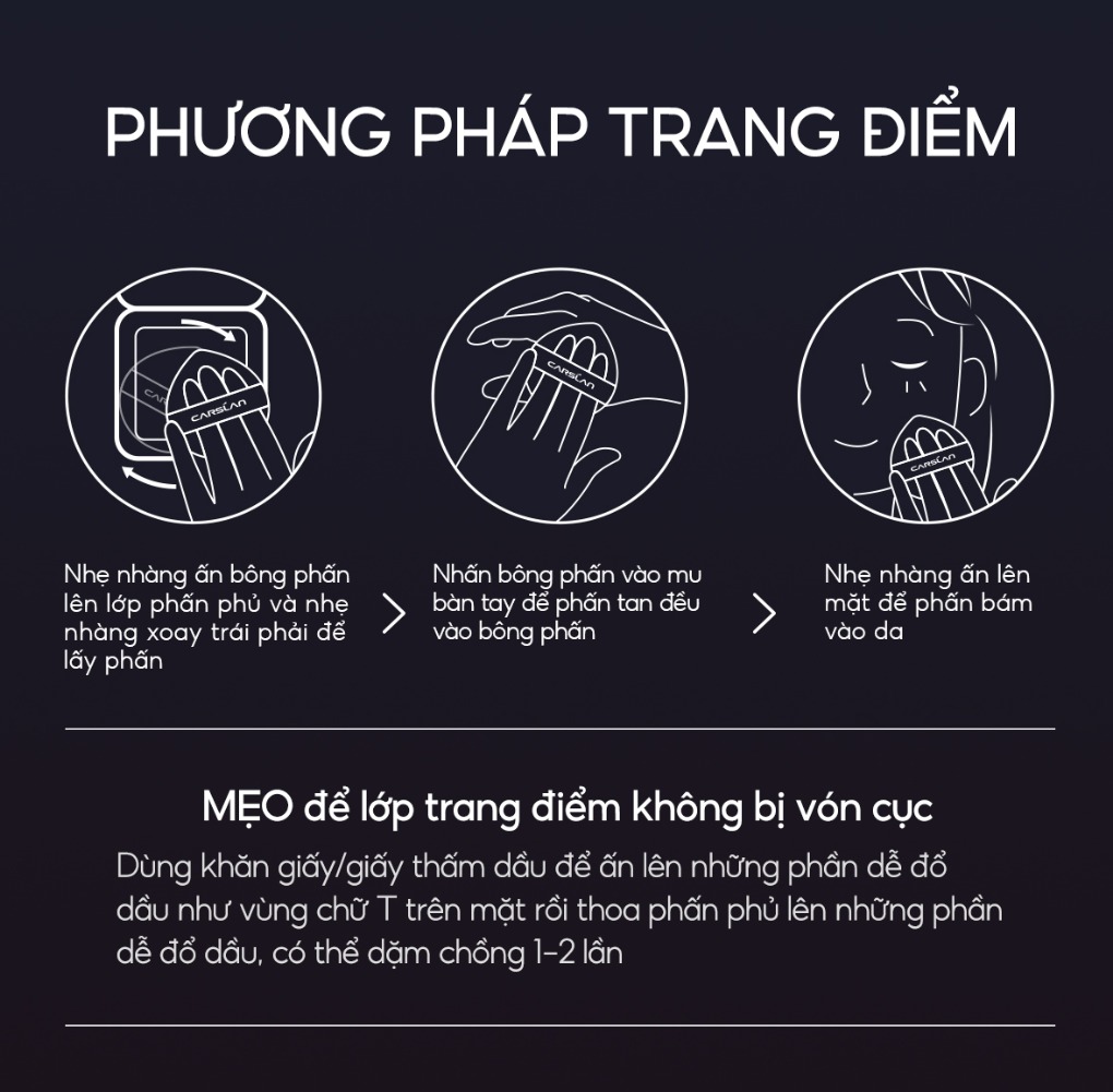 Phấn Phủ Carslan Dạng Nén Vỏ Đen Màu Trắng Trong Suốt Phiên Bản 1.0 8g Black Magnetic Soft Mist Powder