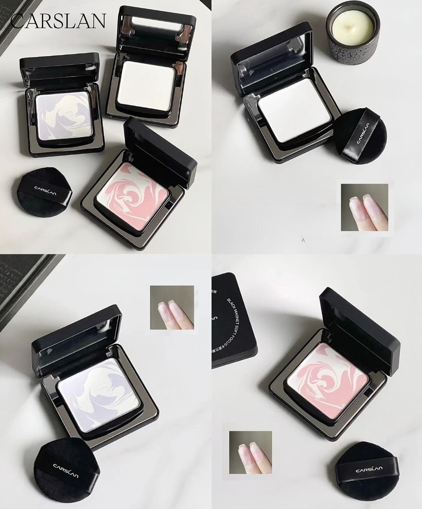 Phấn Phủ Carslan Dạng Nén Vỏ Đen Màu Trắng Trong Suốt Phiên Bản 1.0 8g Black Magnetic Soft Mist Powder