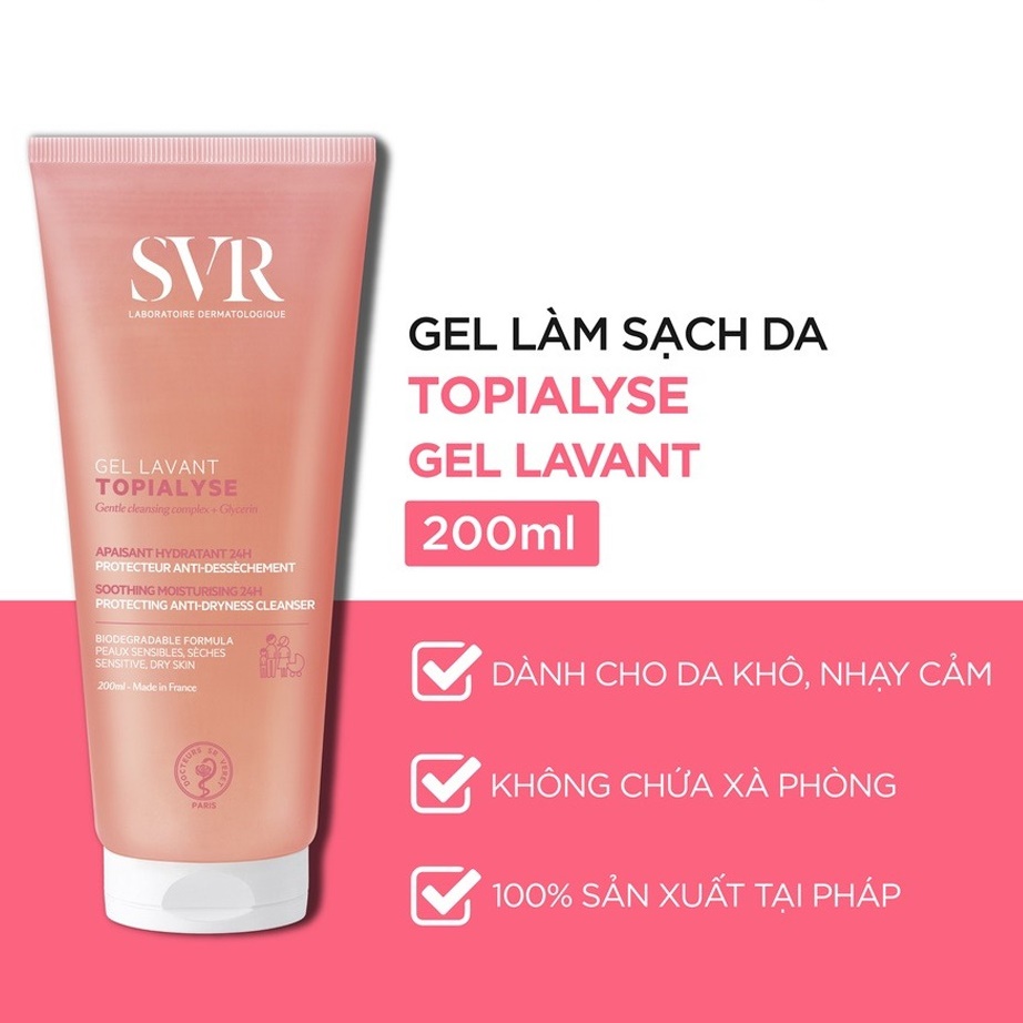 Sữa Rửa Mặt SVR Topialyse Gel Lavant Hồng 200ml