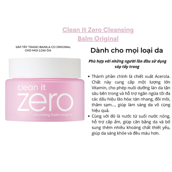 [50ml] Sáp tẩy trang Banila Co Clean It Zero Cleansing Balm Original 50ml