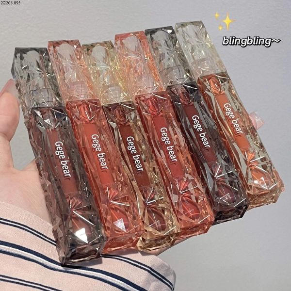 Son Bóng Gege Bear Màu Trong Suốt Thiết Kế Vỏ Hình Khối Pha Lê #05