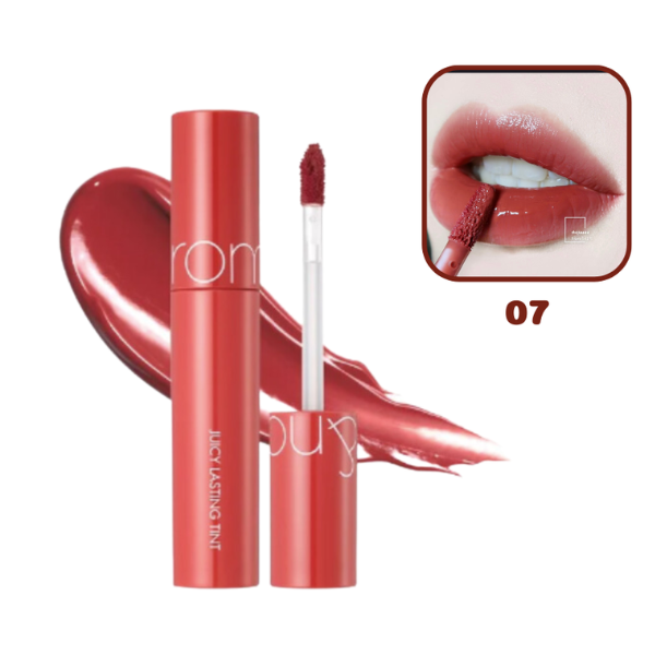 Son Kem Dạng Tint Bóng Romand Juicy Lasting Tint #07 Jujube (Màu Đỏ Hồng Đất)