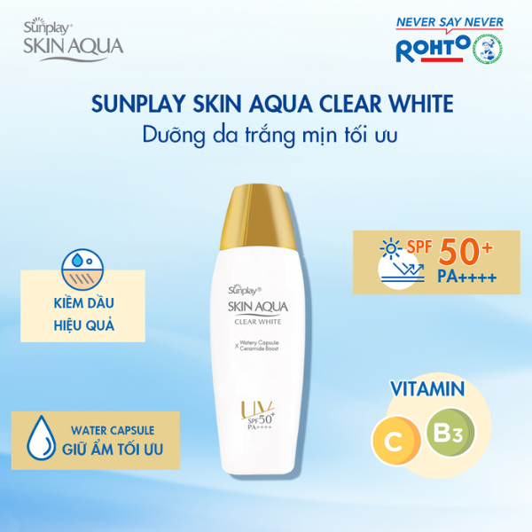 Sữa Chống Nắng Sunplay Skin Aqua Dưỡng Da Sáng Mịn 25g  Clear White SPF50+ PA++++ (tặng tẩy trang)