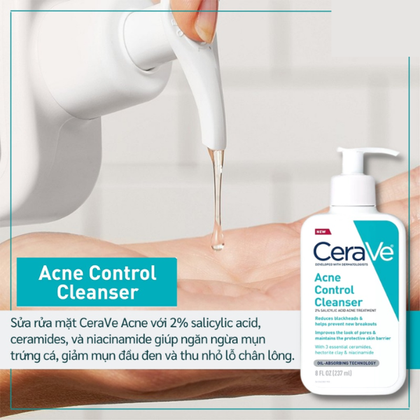 Sữa rửa mặt kiểm soát mụn CeraVe Acne control 237ml