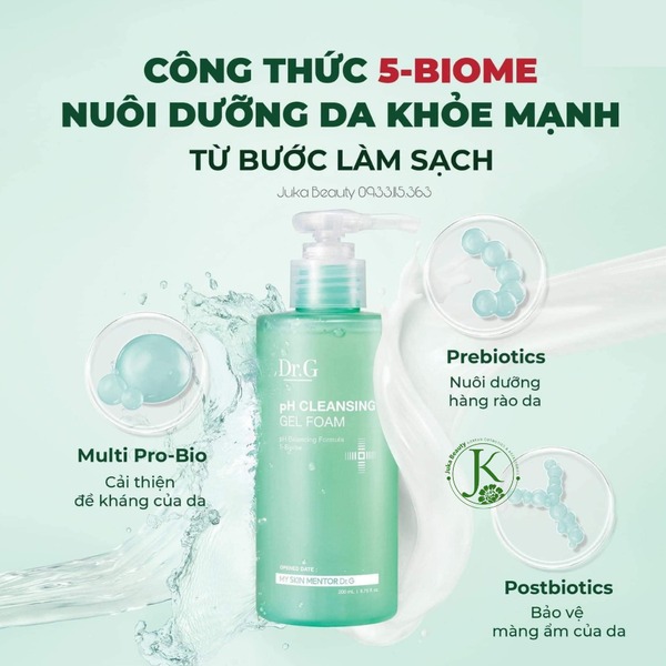 Sữa Rửa Mặt Dr.G Dạng Gel Tạo Bọt Dịu Nhẹ, Làm Sạch Sâu, Cấp Ẩm, Cho Da Nhạy Cảm pH Cleansing Gel Foam 200ml
