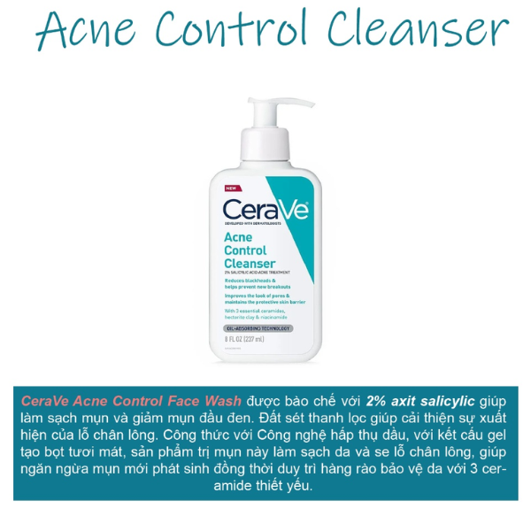 Sữa rửa mặt kiểm soát mụn CeraVe Acne control 237ml