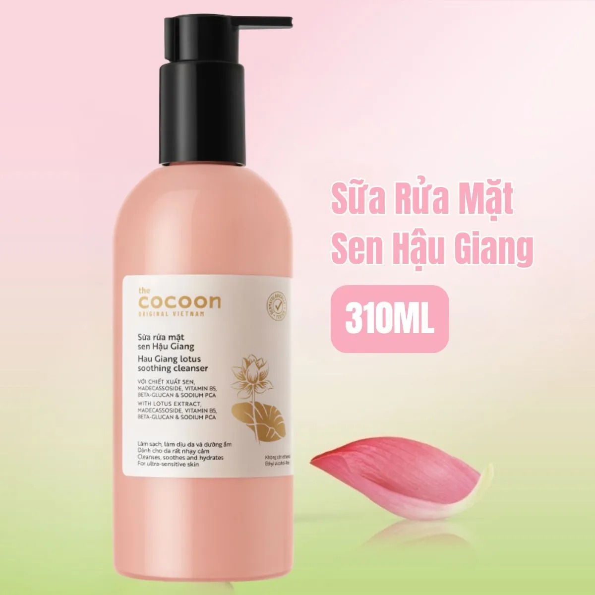 Sữa Rửa Mặt Sen Hậu Giang Cocoon 310ml Phù Hợp Cho Da Nhạy Cảm Và Da Khô