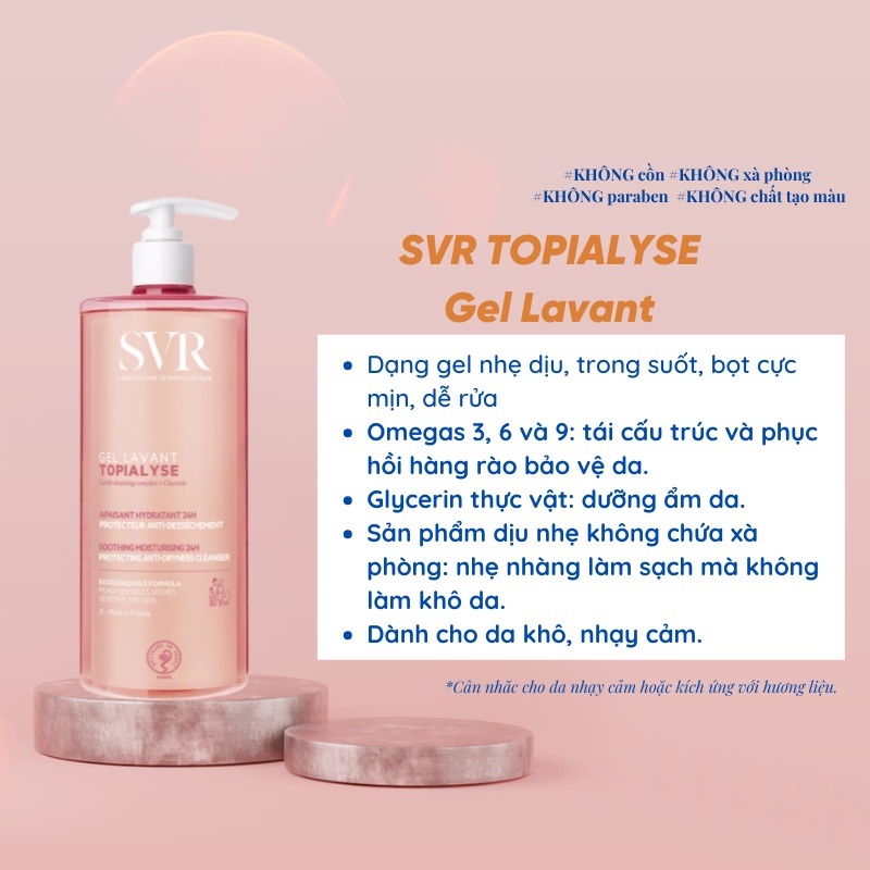 Sữa rửa mặt SVR Topialyse Gel Lavant 400ML dành cho da khô, da nhạy cảm