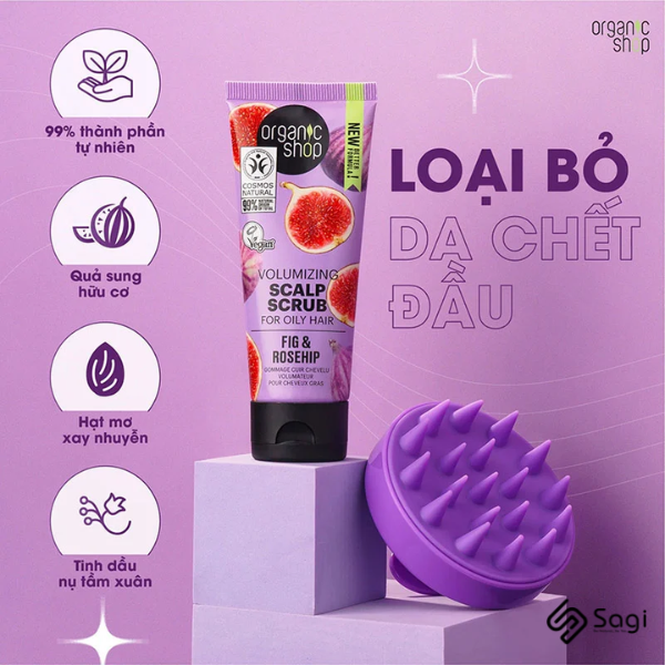 Tẩy Tế Bào Chết Da Đầu Organic Shop Kiềm Dầu Từ Quả Vả & Nụ Tầm Xuân 75ml