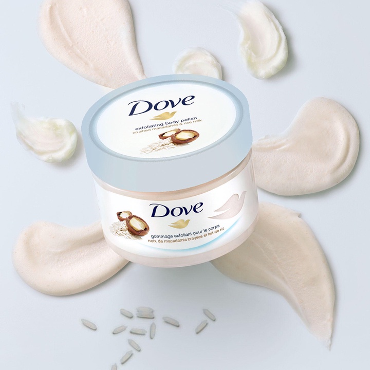 Tẩy tế bào chết body Dove 225ml - Macca (ĐỨC)