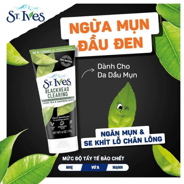 Tẩy Tế Bào Chết Sạch Mụn Đầu Đen Chiết Xuất Trà Xanh ST.IVES 50g