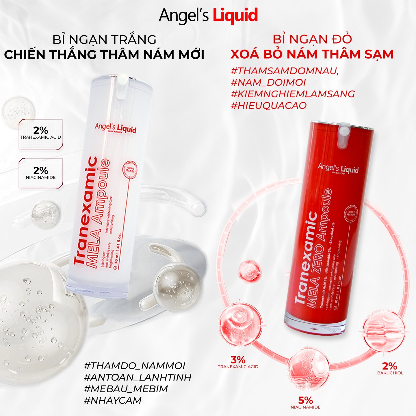 Tinh Chất Giảm Thâm Nám Angel's Liquid Tranexamic Mela Zero Ampoule 30ml