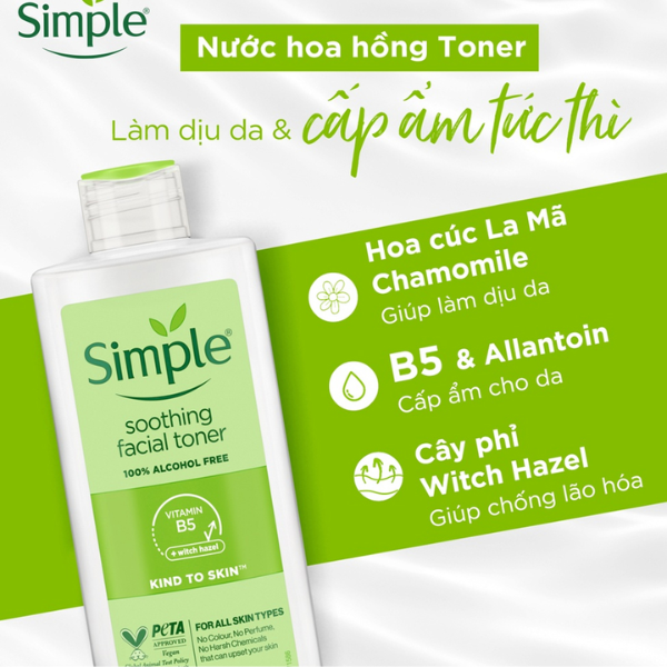 Toner Simple Làm Dịu Da Va Cấp Ẩm 200ml