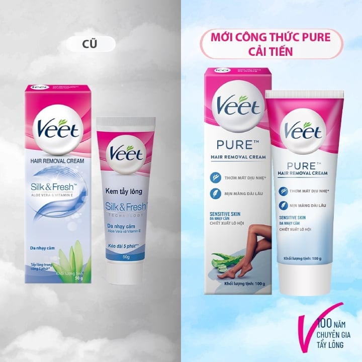 VEET. Kem tẩy lông Veet 50g - Xanh Dương da nhạy cảm