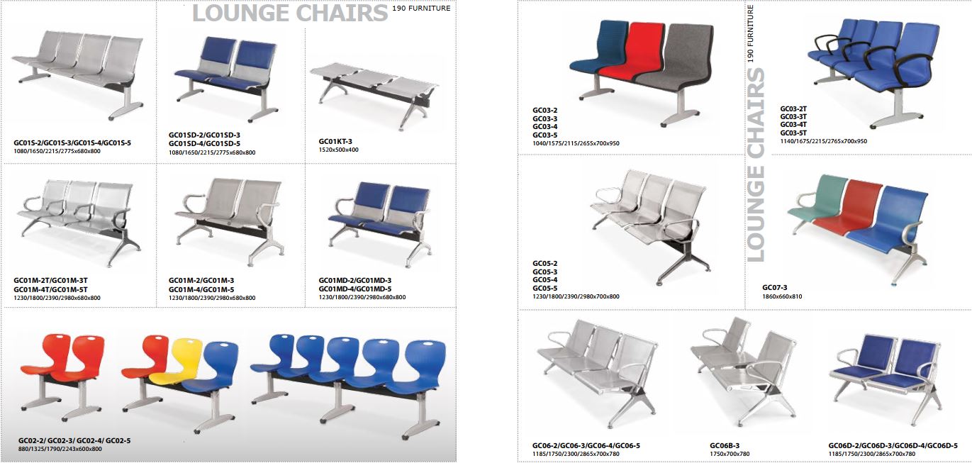 Các mẫu ghế băng chờ 190 đa dạng về chất liệu, màu sắc, kiểu dáng